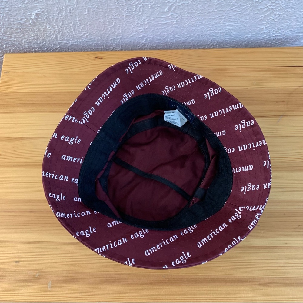 Burgundy American Eagle bucket hat all over print 90s vibes - Picture 5 of 5